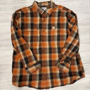 Carhartt Orange and Black Plaid Shirt